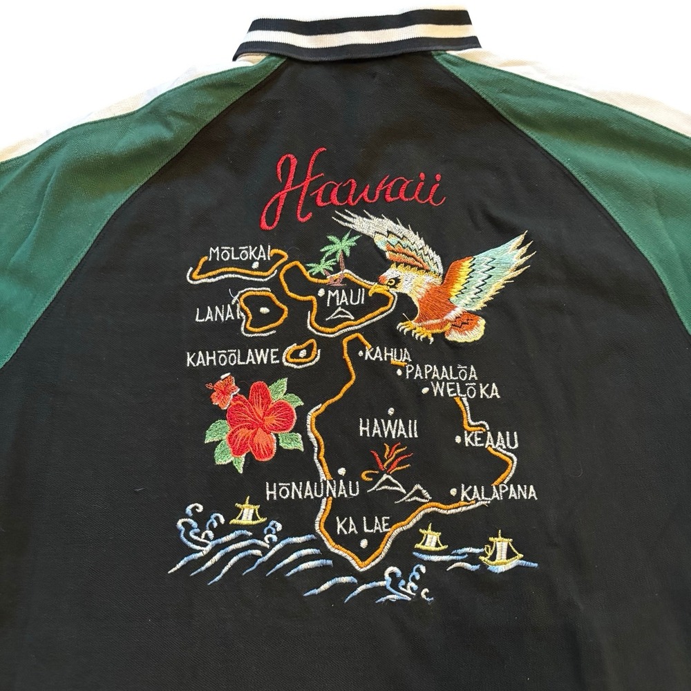 Polo Ralph Lauren Hawaii Tour Jacket Polo Shirt Tiger Embroidered Black Green L - Picture 10 of 12